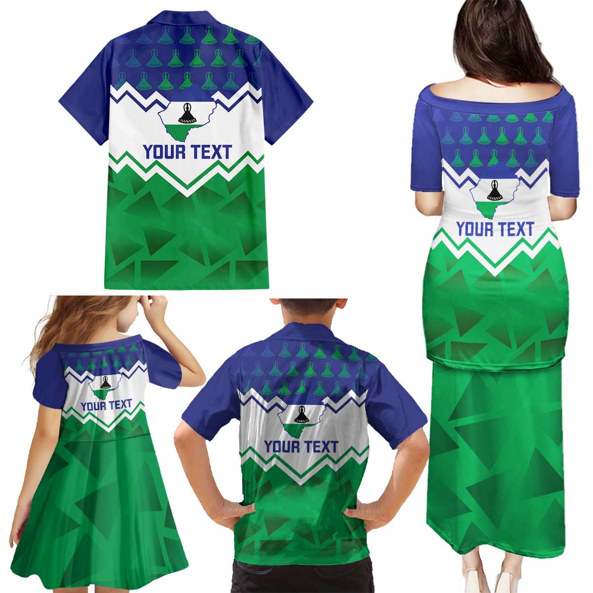 Personalised Lesotho Independence Day Family Matching Puletasi and Hawaiian Shirt Naha ea Lesotho Proud - Wonder Print Shop