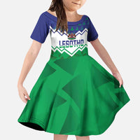 Personalised Lesotho Independence Day Family Matching Short Sleeve Bodycon Dress and Hawaiian Shirt Naha ea Lesotho Proud - Wonder Print Shop