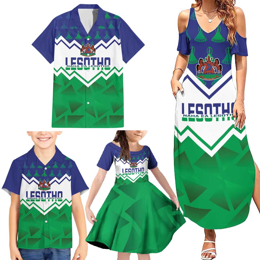 Personalised Lesotho Independence Day Family Matching Summer Maxi Dress and Hawaiian Shirt Naha ea Lesotho Proud - Wonder Print Shop