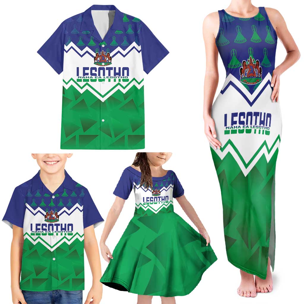 Personalised Lesotho Independence Day Family Matching Tank Maxi Dress and Hawaiian Shirt Naha ea Lesotho Proud - Wonder Print Shop