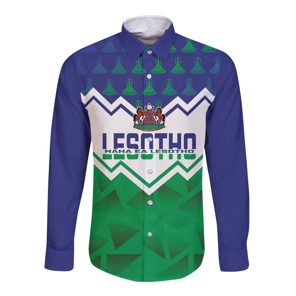Personalised Lesotho Independence Day Long Sleeve Button Shirt Naha ea Lesotho Proud - Wonder Print Shop