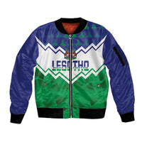 Personalised Lesotho Independence Day Sleeve Zip Bomber Jacket Naha ea Lesotho Proud - Wonder Print Shop