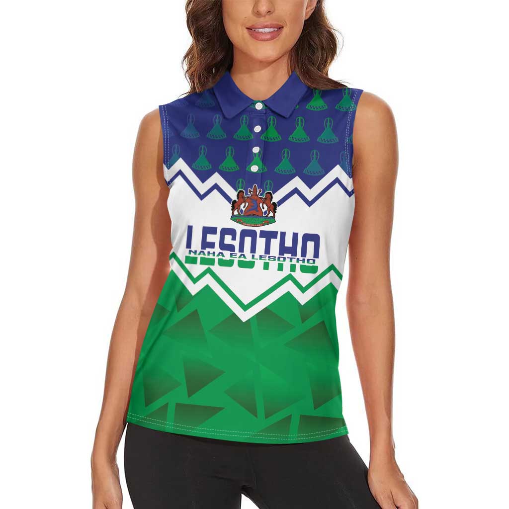 Personalised Lesotho Independence Day Women Sleeveless Polo Shirt Naha ea Lesotho Proud - Wonder Print Shop