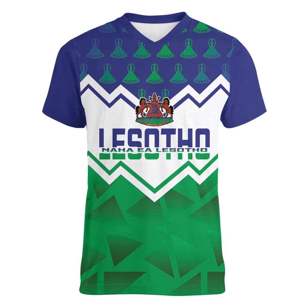 Personalised Lesotho Independence Day Women V-Neck T-Shirt Naha ea Lesotho Proud - Wonder Print Shop