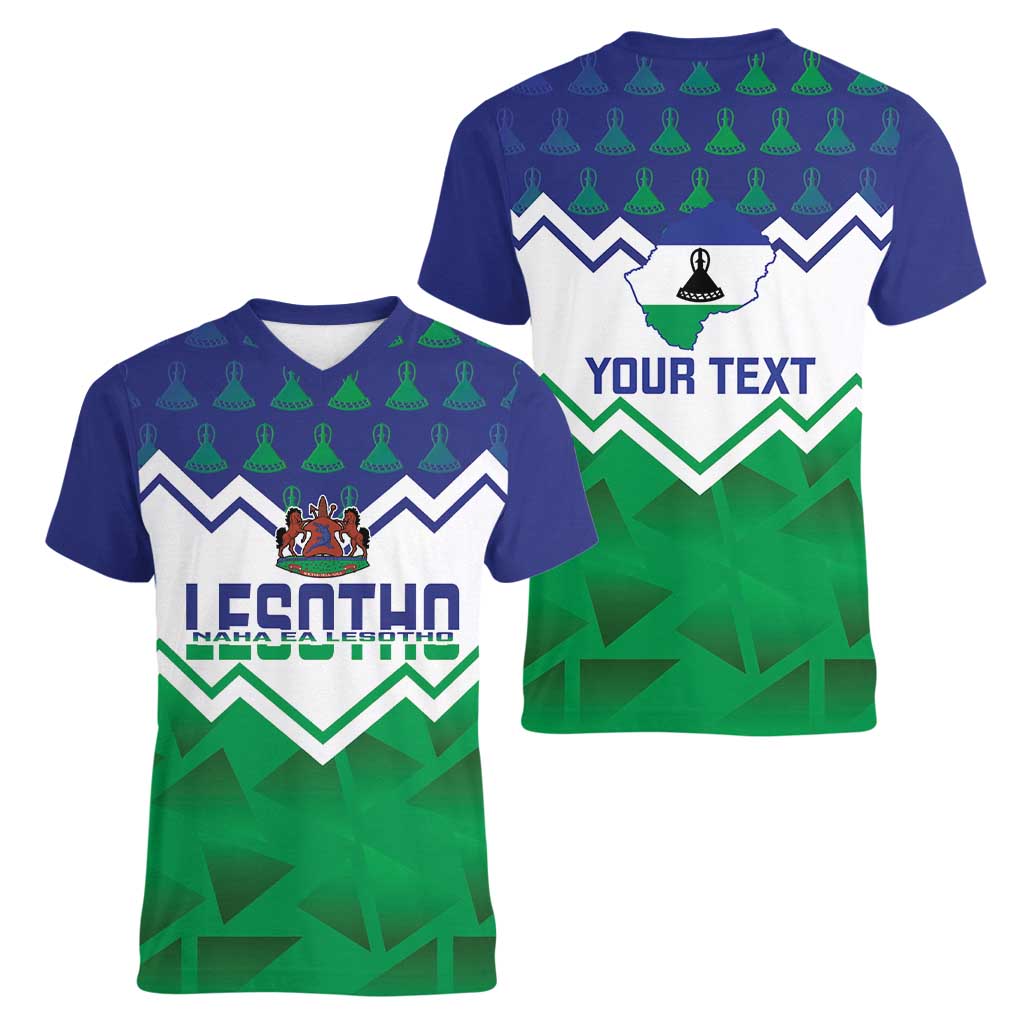 Personalised Lesotho Independence Day Women V-Neck T-Shirt Naha ea Lesotho Proud - Wonder Print Shop