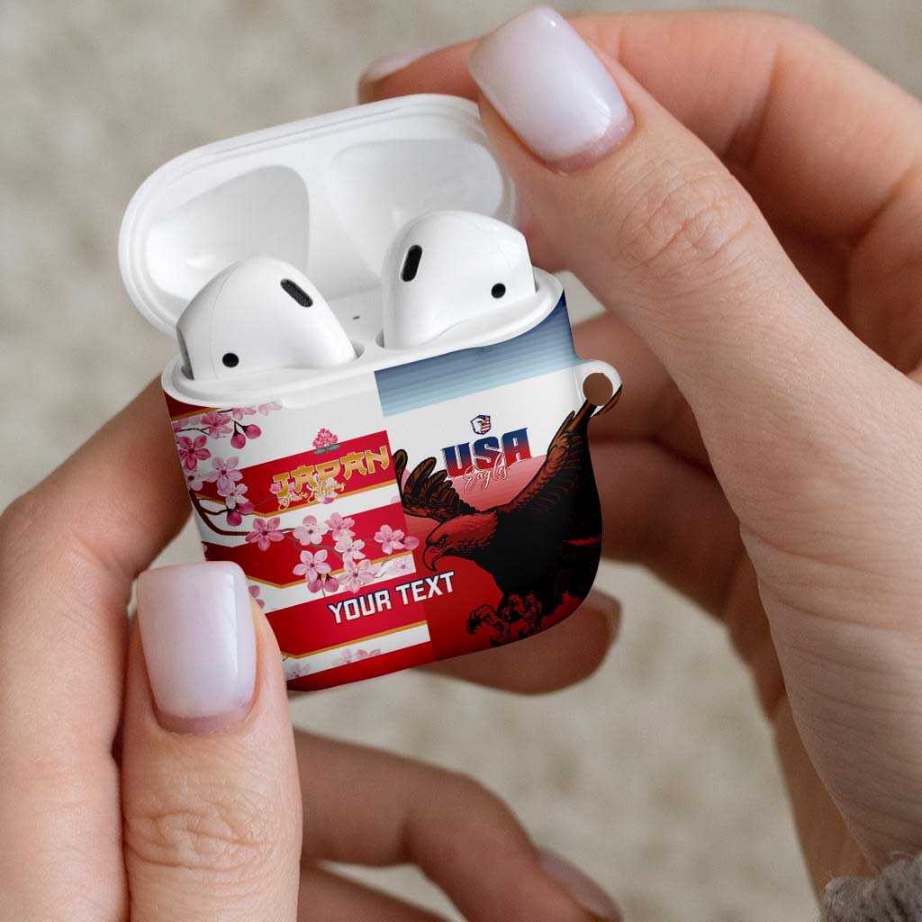 USA and Japan Rugby Custom AirPods Case Eagles Brave Blossoms Together Pacific - Wonder Print Shop