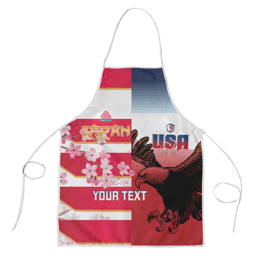 USA and Japan Rugby Custom Apron Eagles Brave Blossoms Together Pacific - Wonder Print Shop
