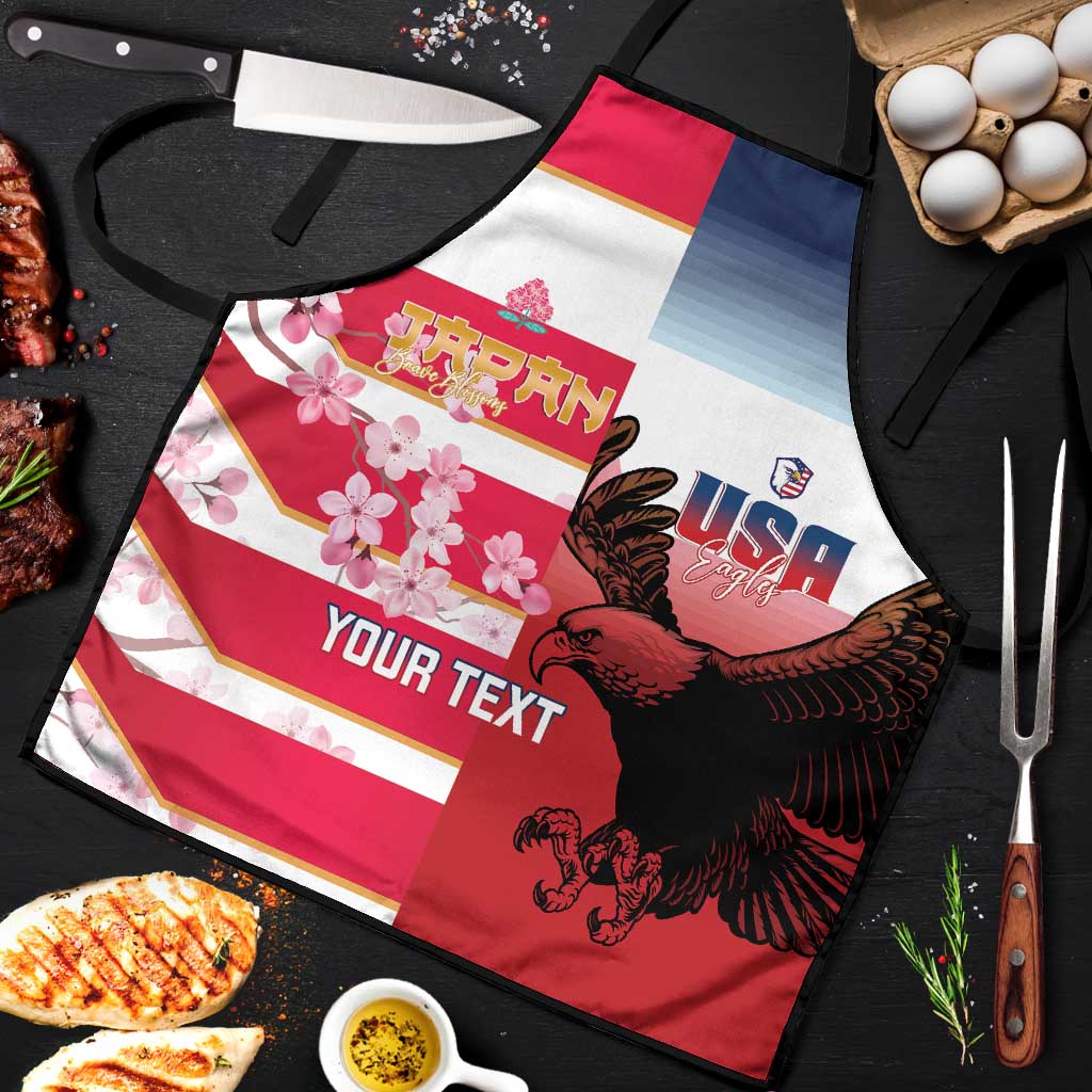 USA and Japan Rugby Custom Apron Eagles Brave Blossoms Together Pacific - Wonder Print Shop