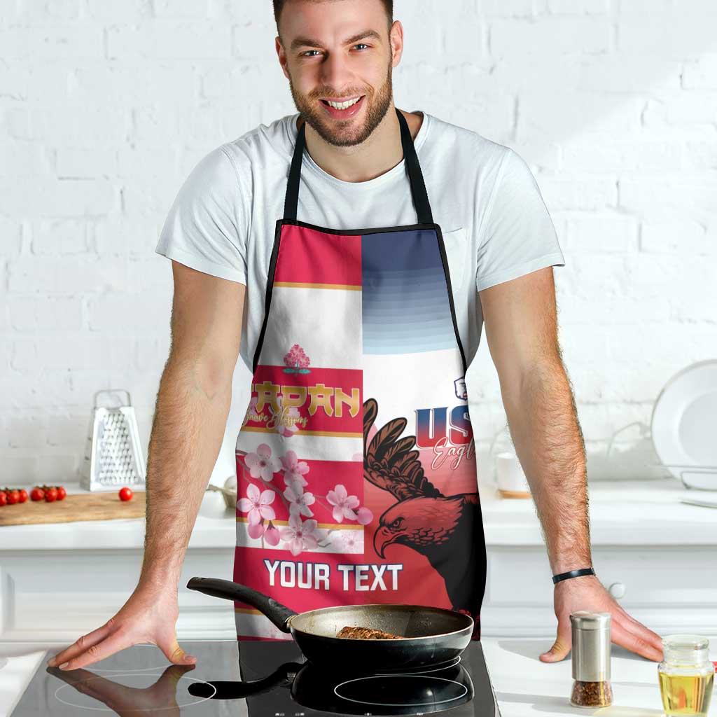 USA and Japan Rugby Custom Apron Eagles Brave Blossoms Together Pacific - Wonder Print Shop