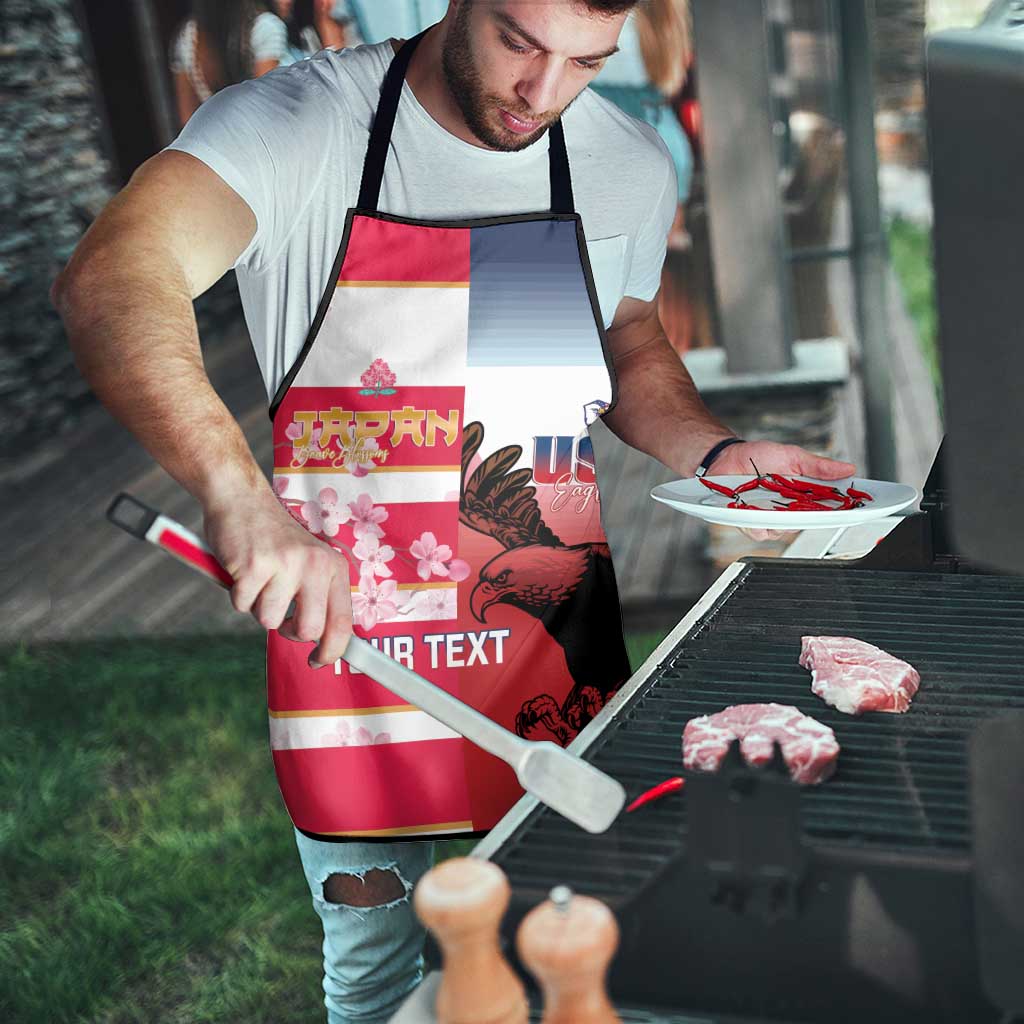 USA and Japan Rugby Custom Apron Eagles Brave Blossoms Together Pacific - Wonder Print Shop