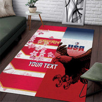 USA and Japan Rugby Custom Area Rug Eagles Brave Blossoms Together Pacific - Wonder Print Shop