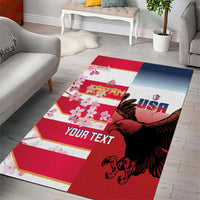 USA and Japan Rugby Custom Area Rug Eagles Brave Blossoms Together Pacific - Wonder Print Shop