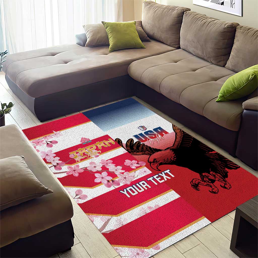USA and Japan Rugby Custom Area Rug Eagles Brave Blossoms Together Pacific - Wonder Print Shop