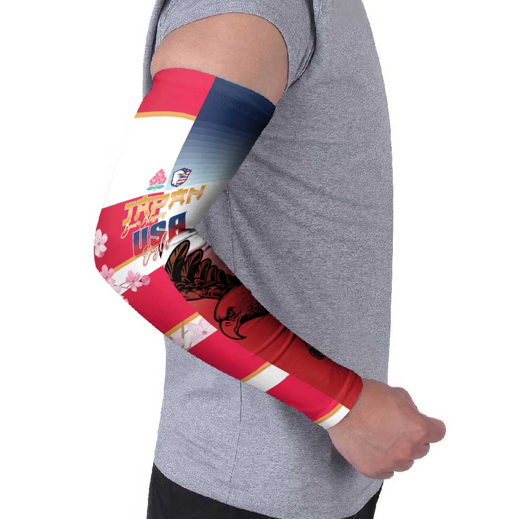 USA and Japan Rugby Custom Arm Sleeves Eagles Brave Blossoms Together Pacific - Wonder Print Shop