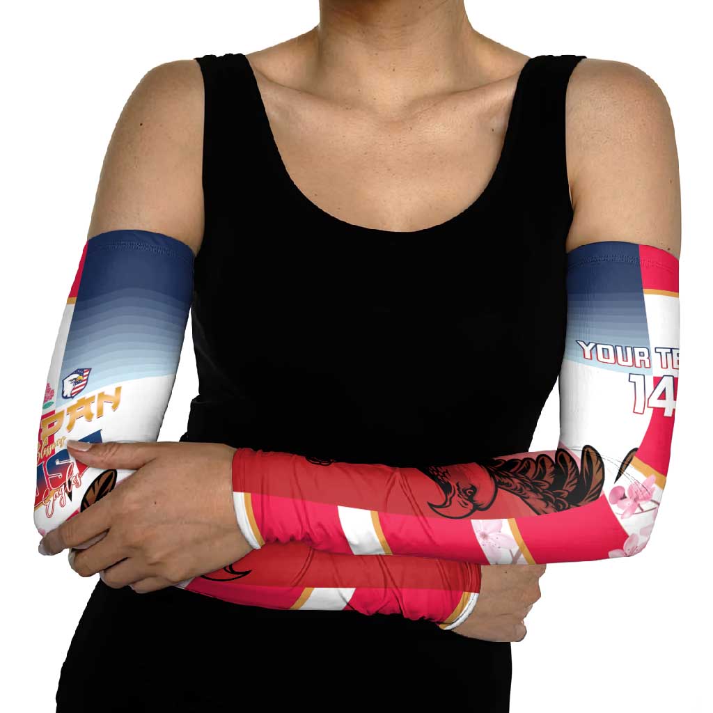 USA and Japan Rugby Custom Arm Sleeves Eagles Brave Blossoms Together Pacific - Wonder Print Shop