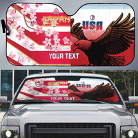 USA and Japan Rugby Custom Auto Sun Shade Eagles Brave Blossoms Together Pacific - Wonder Print Shop