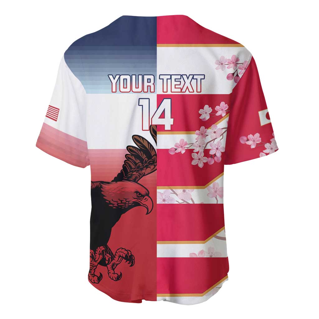 USA and Japan Rugby Custom Baseball Jersey Eagles Brave Blossoms Together Pacific - Wonder Print Shop