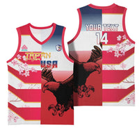 USA and Japan Rugby Custom Basketball Jersey Eagles Brave Blossoms Together Pacific - Wonder Print Shop