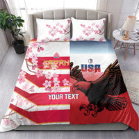 USA and Japan Rugby Custom Bedding Set Eagles Brave Blossoms Together Pacific - Wonder Print Shop