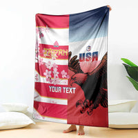 USA and Japan Rugby Custom Blanket Eagles Brave Blossoms Together Pacific - Wonder Print Shop