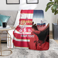 USA and Japan Rugby Custom Blanket Eagles Brave Blossoms Together Pacific - Wonder Print Shop