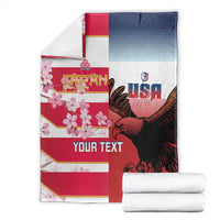 USA and Japan Rugby Custom Blanket Eagles Brave Blossoms Together Pacific - Wonder Print Shop