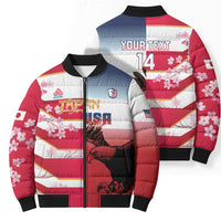 USA and Japan Rugby Custom Bomber Puffer Jacket Eagles Brave Blossoms Together Pacific - Wonder Print Shop