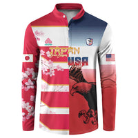 USA and Japan Rugby Custom Button Sweatshirt Eagles Brave Blossoms Together Pacific - Wonder Print Shop