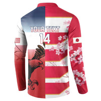 USA and Japan Rugby Custom Button Sweatshirt Eagles Brave Blossoms Together Pacific - Wonder Print Shop