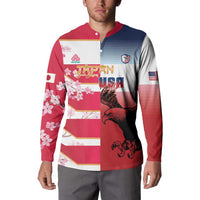 USA and Japan Rugby Custom Button Sweatshirt Eagles Brave Blossoms Together Pacific - Wonder Print Shop