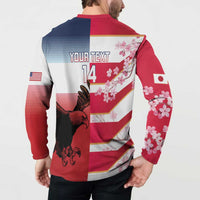 USA and Japan Rugby Custom Button Sweatshirt Eagles Brave Blossoms Together Pacific - Wonder Print Shop
