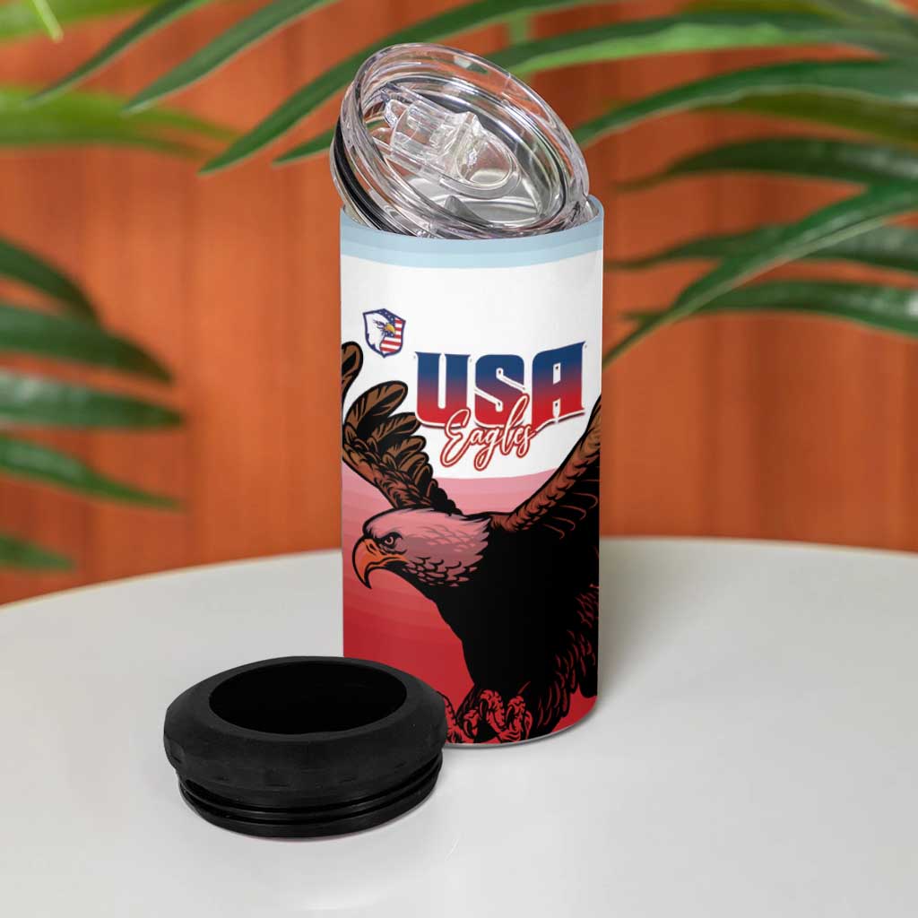 USA and Japan Rugby 4 in 1 Can Cooler Tumbler Eagles Brave Blossoms Together Pacific - Wonder Print Shop
