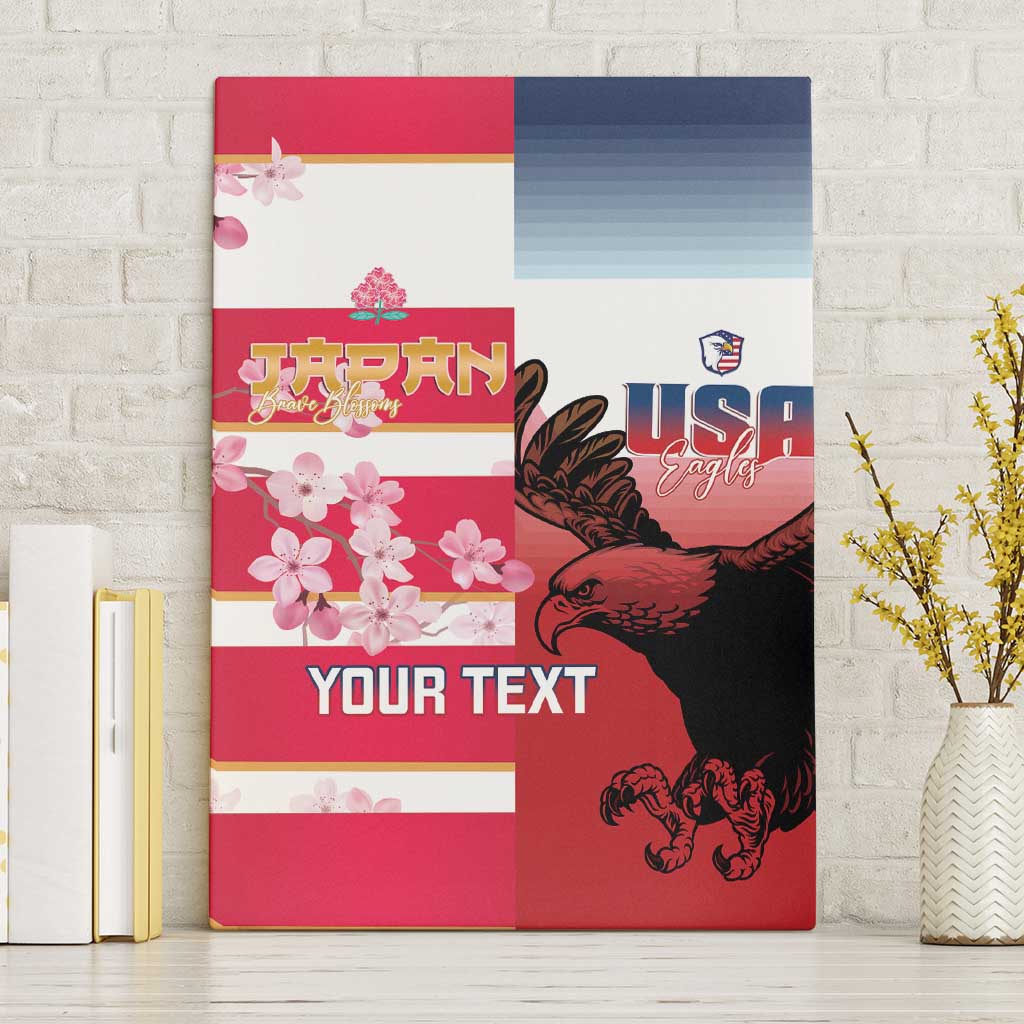 USA and Japan Rugby Custom Canvas Wall Art Eagles Brave Blossoms Together Pacific - Wonder Print Shop
