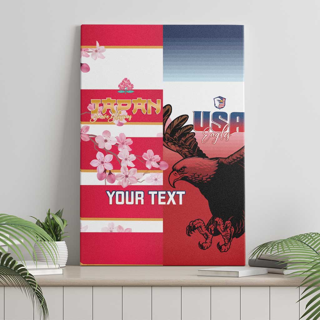 USA and Japan Rugby Custom Canvas Wall Art Eagles Brave Blossoms Together Pacific - Wonder Print Shop