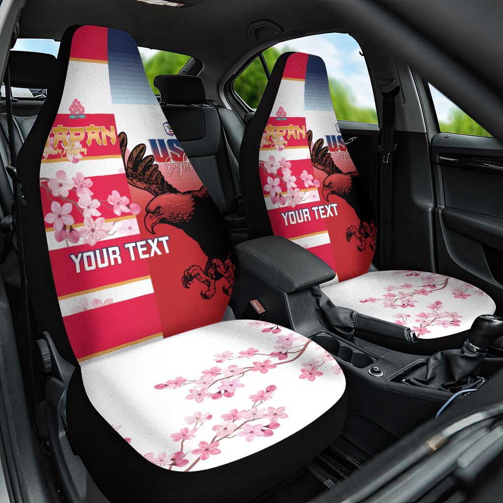 USA and Japan Rugby Custom Car Seat Cover Eagles Brave Blossoms Together Pacific - Wonder Print Shop