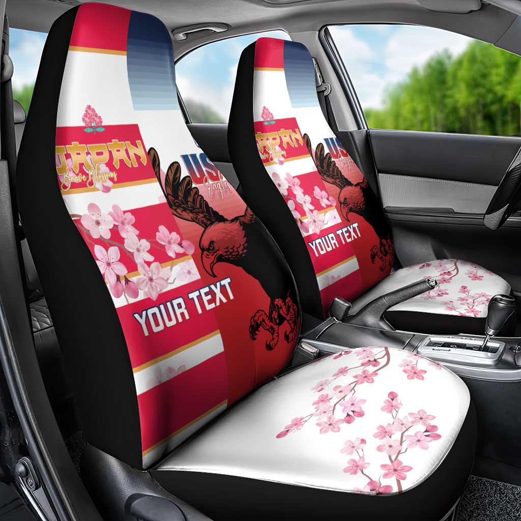USA and Japan Rugby Custom Car Seat Cover Eagles Brave Blossoms Together Pacific - Wonder Print Shop