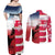 USA and Japan Rugby Custom Couples Matching Off Shoulder Maxi Dress and Long Sleeve Button Shirt Eagles Brave Blossoms Together Pacific - Wonder Print Shop