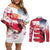 USA and Japan Rugby Custom Couples Matching Off Shoulder Short Dress and Long Sleeve Button Shirt Eagles Brave Blossoms Together Pacific - Wonder Print Shop