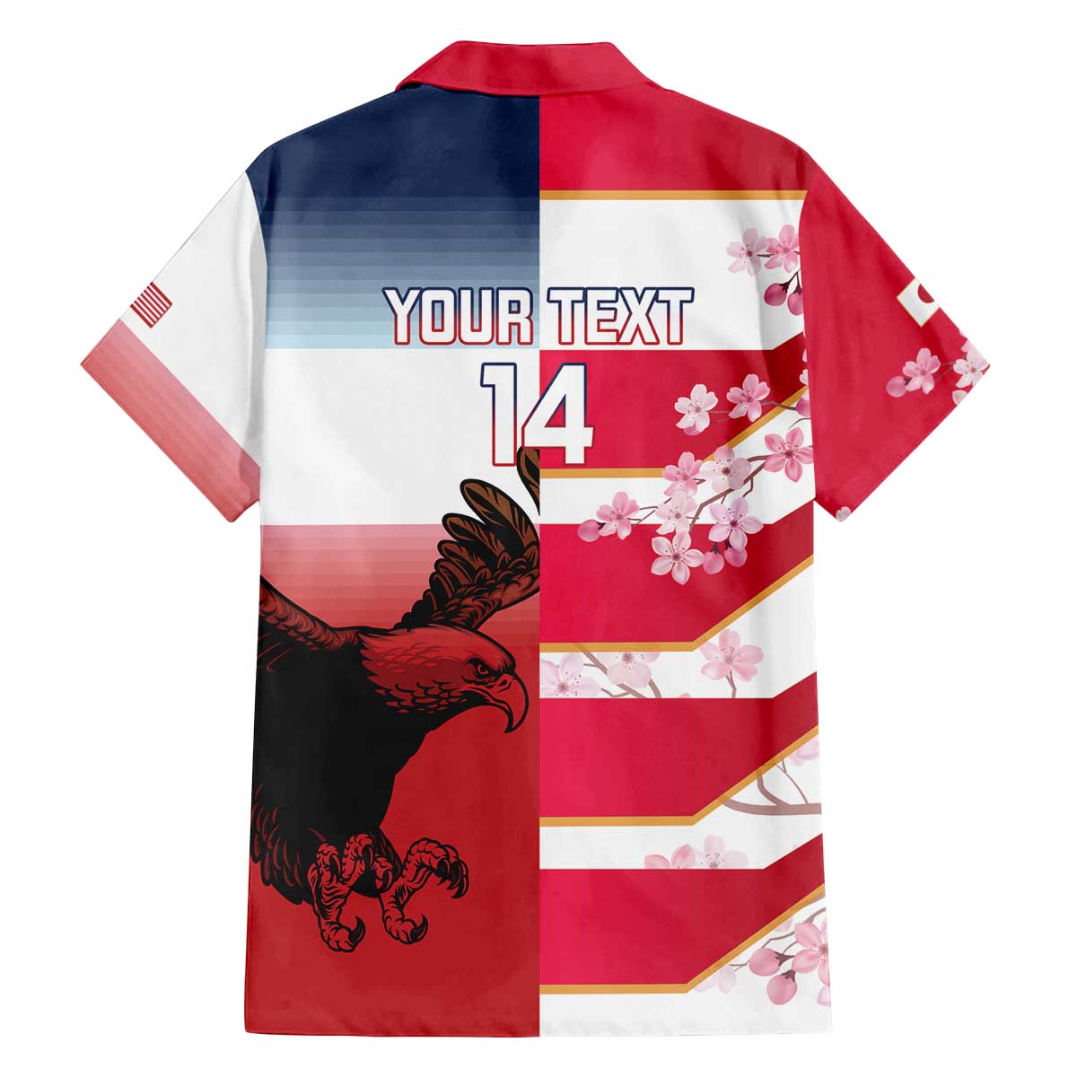 USA and Japan Rugby Custom Family Matching Off The Shoulder Long Sleeve Dress and Hawaiian Shirt Eagles Brave Blossoms Together Pacific - Wonder Print Shop