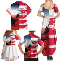 USA and Japan Rugby Custom Family Matching Summer Maxi Dress and Hawaiian Shirt Eagles Brave Blossoms Together Pacific - Wonder Print Shop