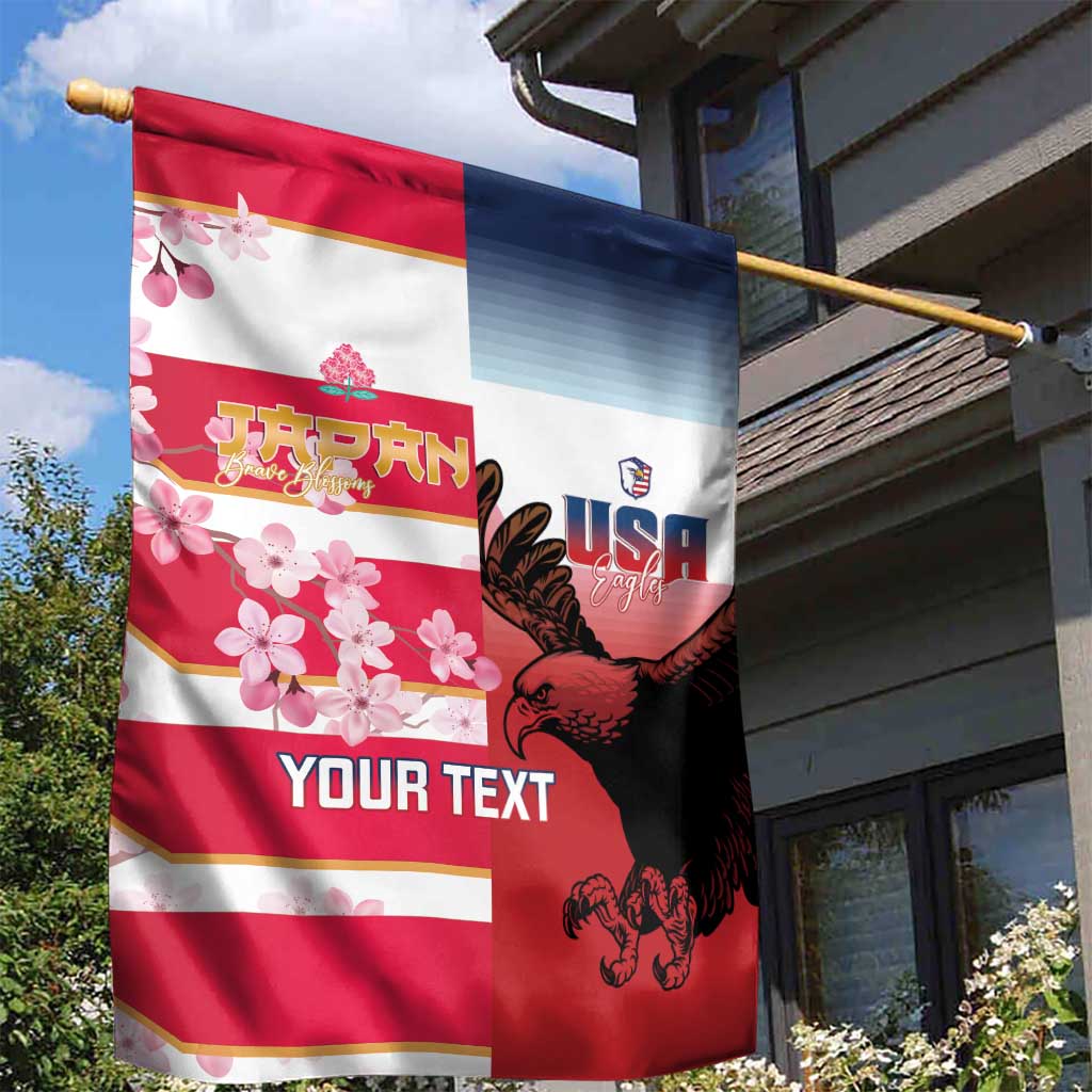 USA and Japan Rugby Custom Garden Flag Eagles Brave Blossoms Together Pacific - Wonder Print Shop