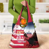 USA and Japan Rugby Custom Grocery Bag Eagles Brave Blossoms Together Pacific - Wonder Print Shop