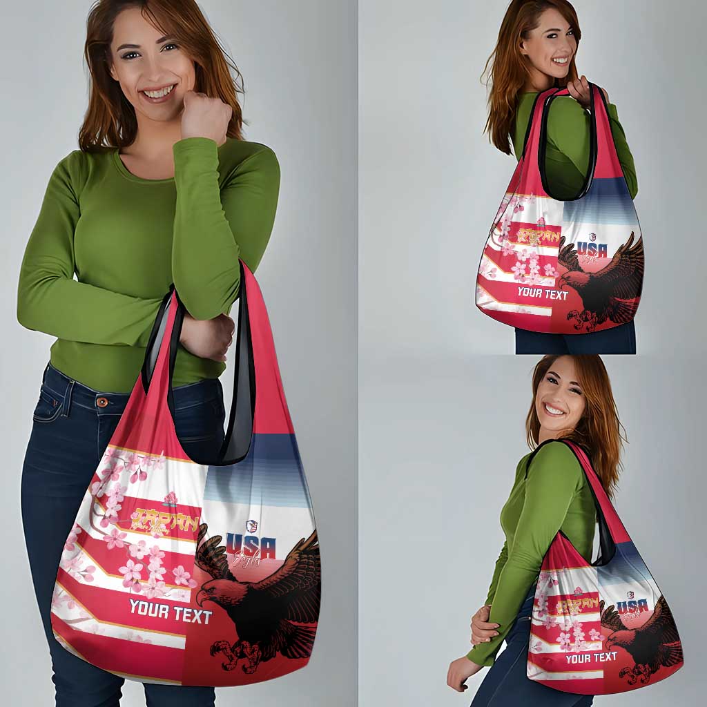 USA and Japan Rugby Custom Grocery Bag Eagles Brave Blossoms Together Pacific - Wonder Print Shop