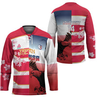 USA and Japan Rugby Custom Hockey Jersey Eagles Brave Blossoms Together Pacific - Wonder Print Shop