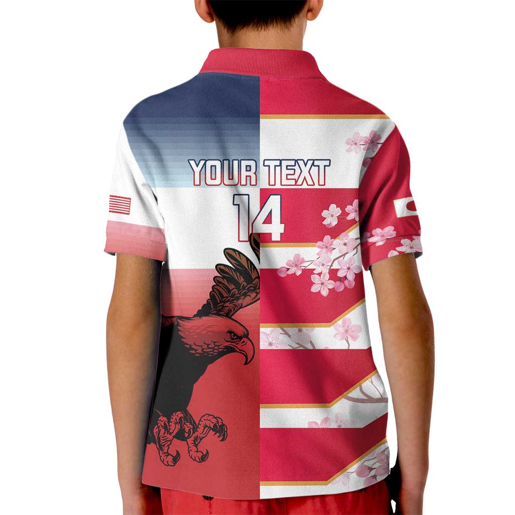 USA and Japan Rugby Custom Kid Polo Shirt Eagles Brave Blossoms Together Pacific - Wonder Print Shop