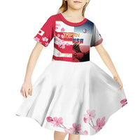 USA and Japan Rugby Custom Kid Short Sleeve Dress Eagles Brave Blossoms Together Pacific - Wonder Print Shop
