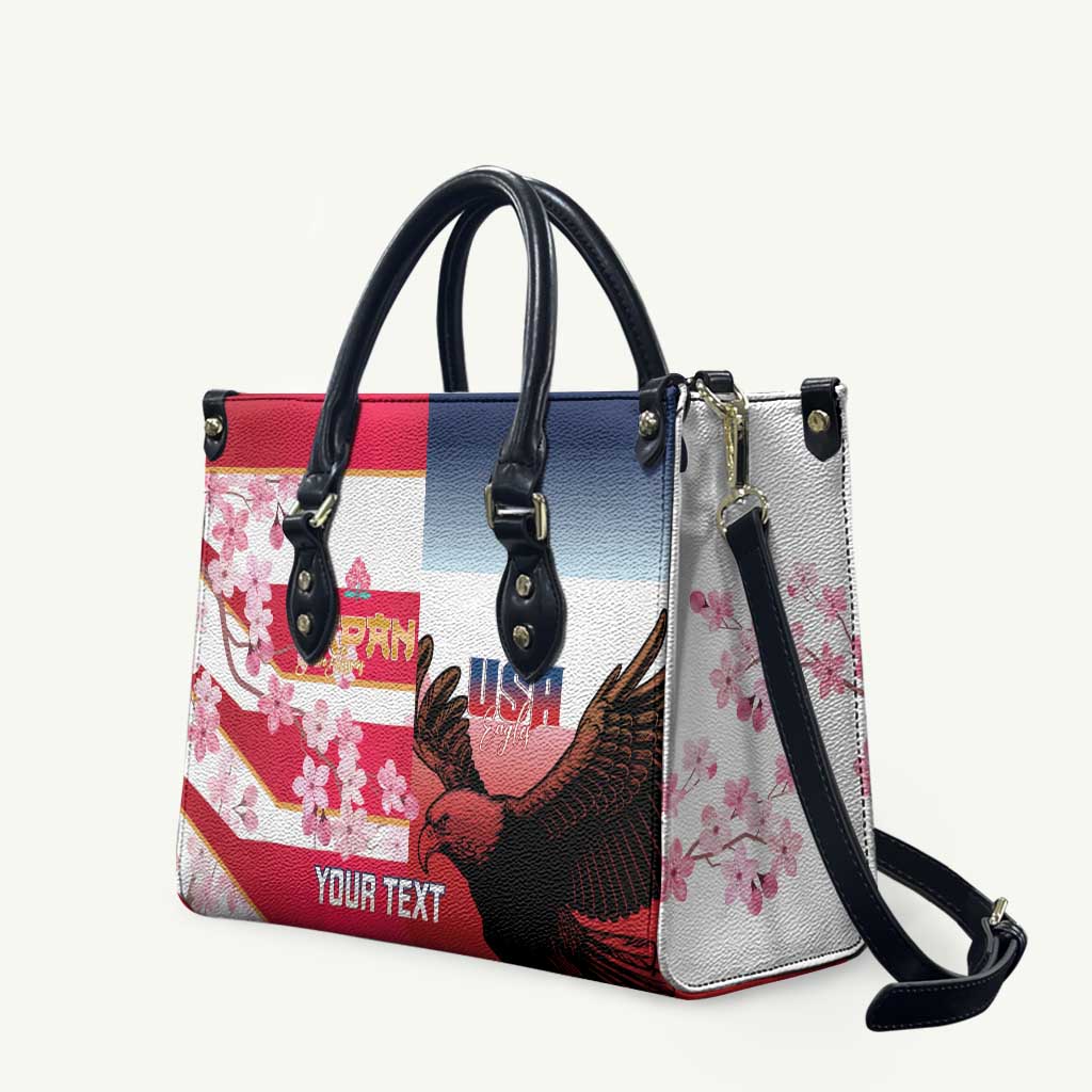 USA and Japan Rugby Custom Leather Bag Eagles Brave Blossoms Together Pacific - Wonder Print Shop
