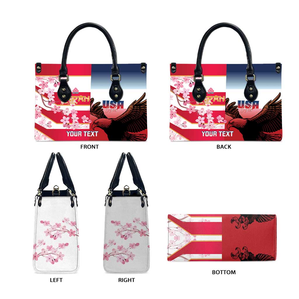 USA and Japan Rugby Custom Leather Bag Eagles Brave Blossoms Together Pacific - Wonder Print Shop