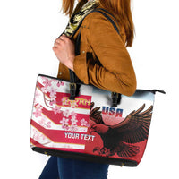 USA and Japan Rugby Custom Leather Tote Bag Eagles Brave Blossoms Together Pacific - Wonder Print Shop