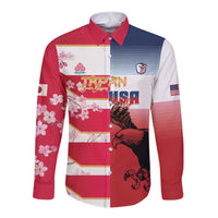 USA and Japan Rugby Custom Long Sleeve Button Shirt Eagles Brave Blossoms Together Pacific - Wonder Print Shop